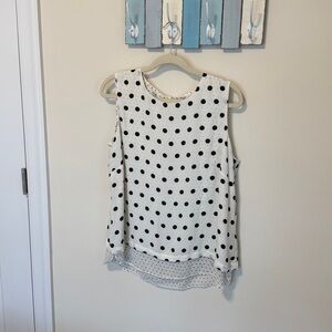 Rose & Olive Women’s Black and Cream Polka Dot Blouse / Size XL / Hidden Zipper